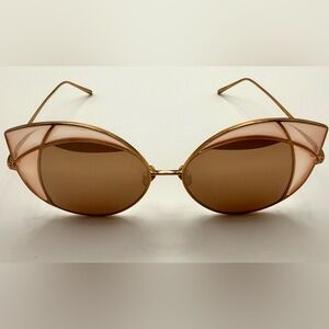 Linda Farrow LFL 856/6 Gold Blush Cat Eye Sunglasses Japan